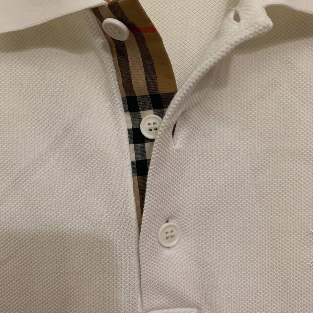 Burberry White Polo with Signature Check Trim - Picture 2 of 9